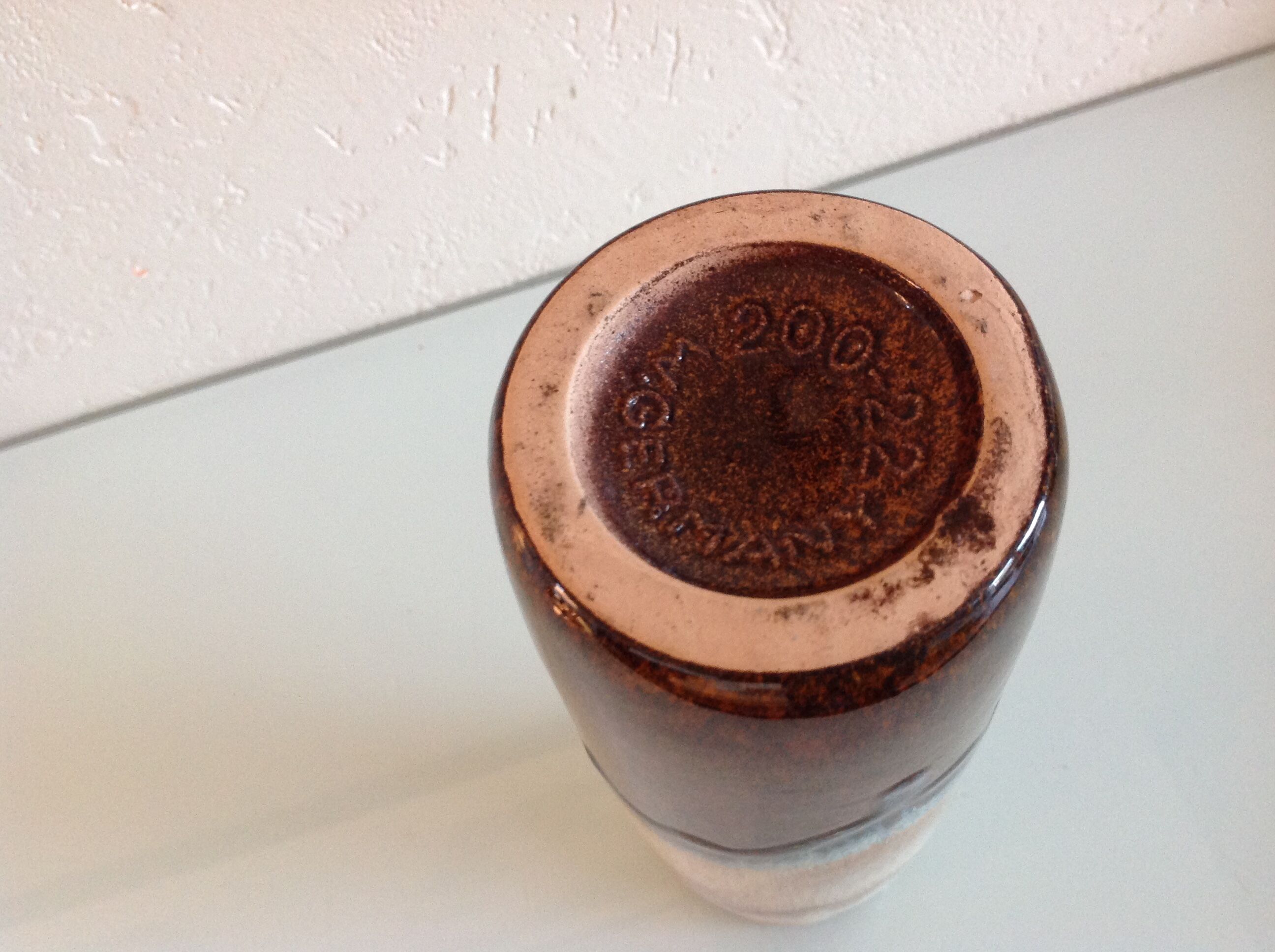 Beige and brown tube vase by Scheurich Ceramic, vintage 60s-70s
