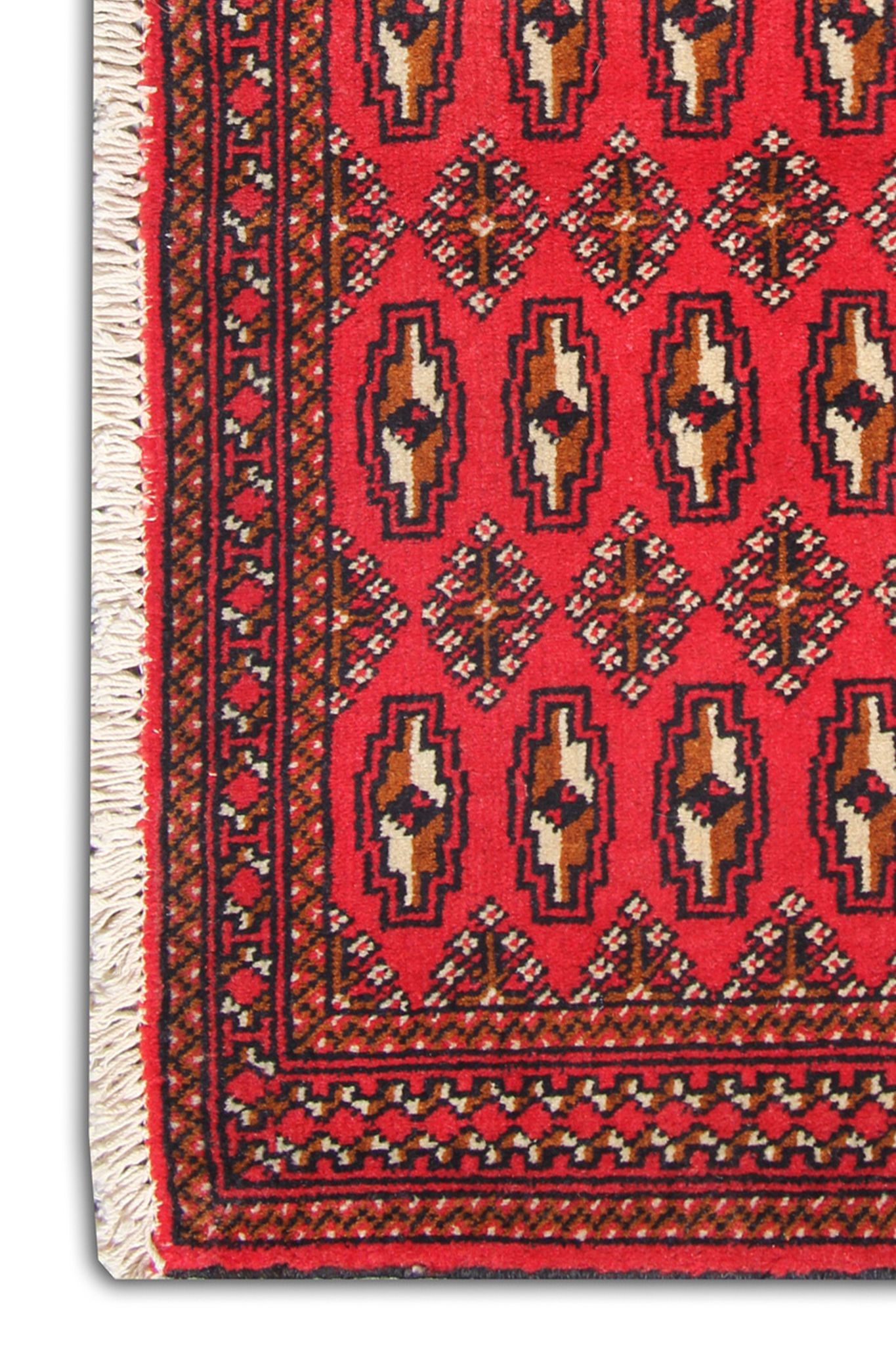 Bukhara rug red wool persian carpet 50x100cm