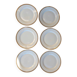 Set of 6 porcelain dinner plates with golden ear edging