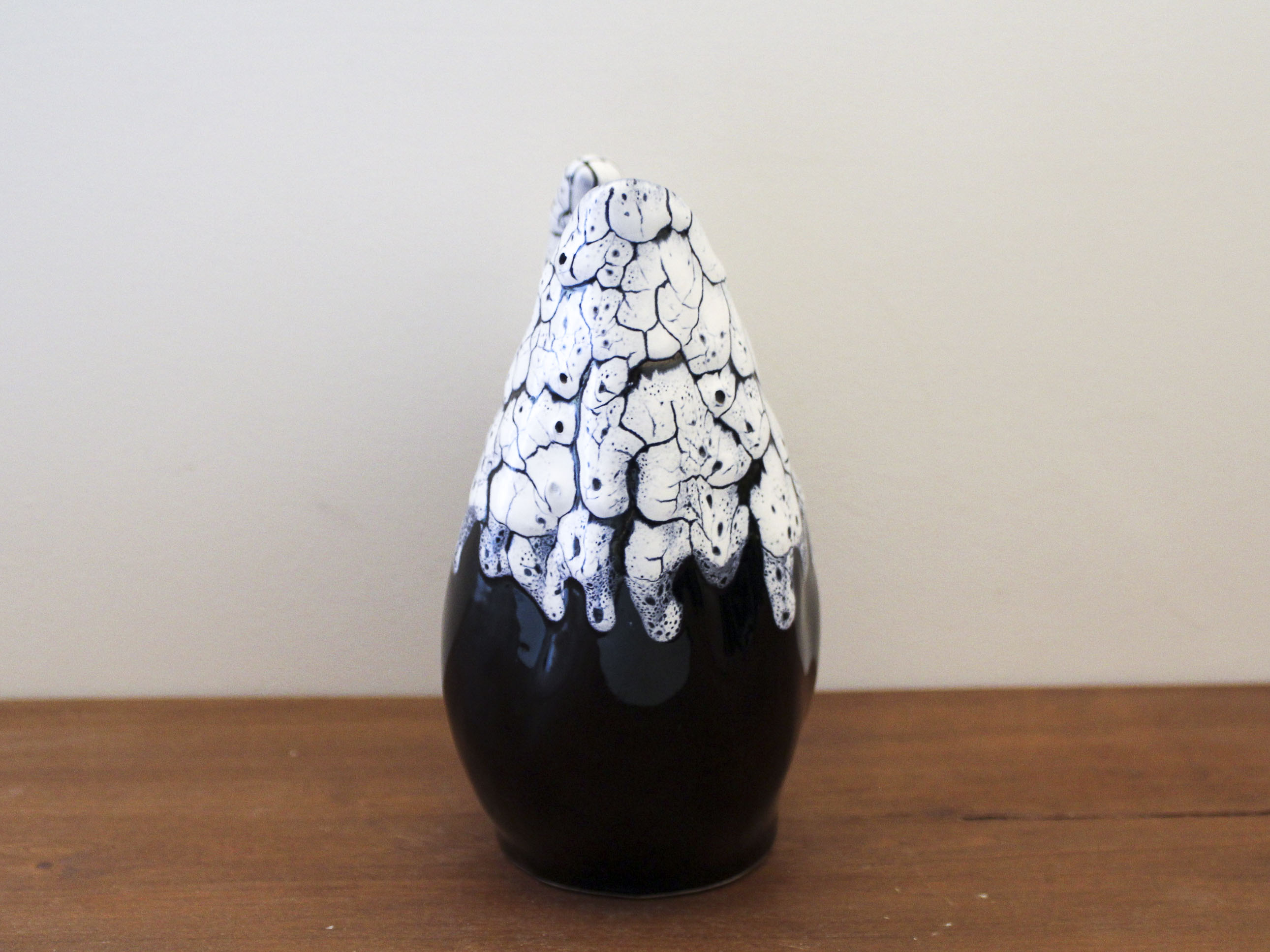 Black and white ceramic pitcher