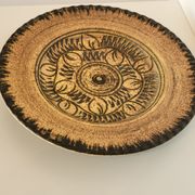 Large vintage stoneware ceramic plate to identify