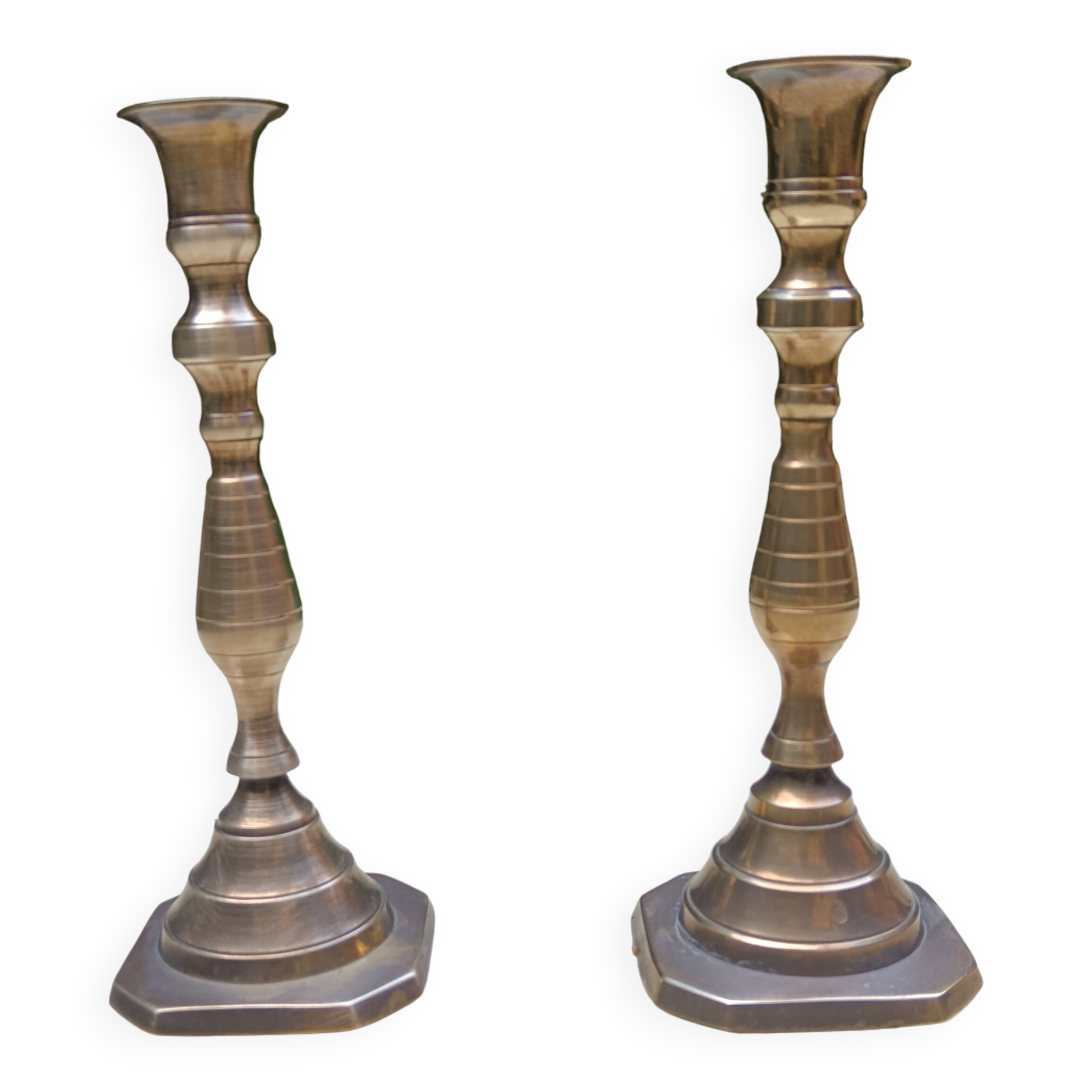 Pair of bronze candlesticks