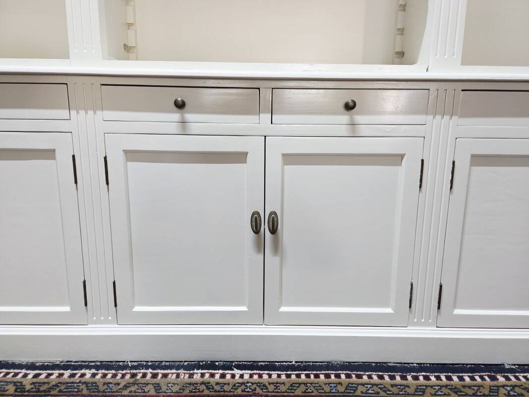 White bookcase library cabinet bookcase with ladder