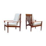 Pair of Scandinavian armchairs "PJ56" with high back by Grete Jalk for Poul Jeppesen