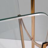 Vintage magazine rack, brass and glass, Italy 1950-1960