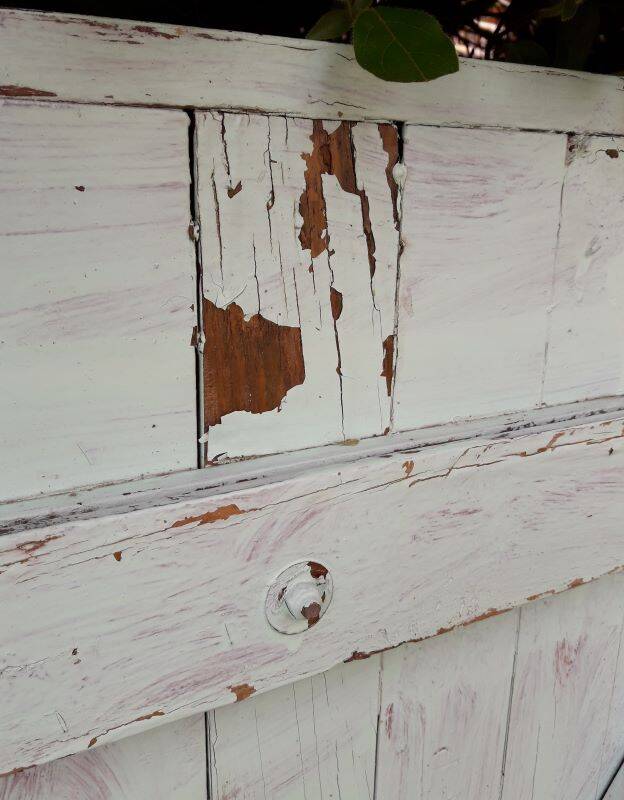 Small solid antique wooden shutter, 104cm high x 54cm wide