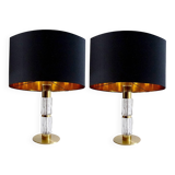 Paire de lampes XXL vintage, Verre Laiton