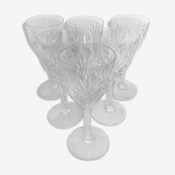 Ensemble de 6 verres à vin blanc en cristal de Saint Louis modèle Chantilly