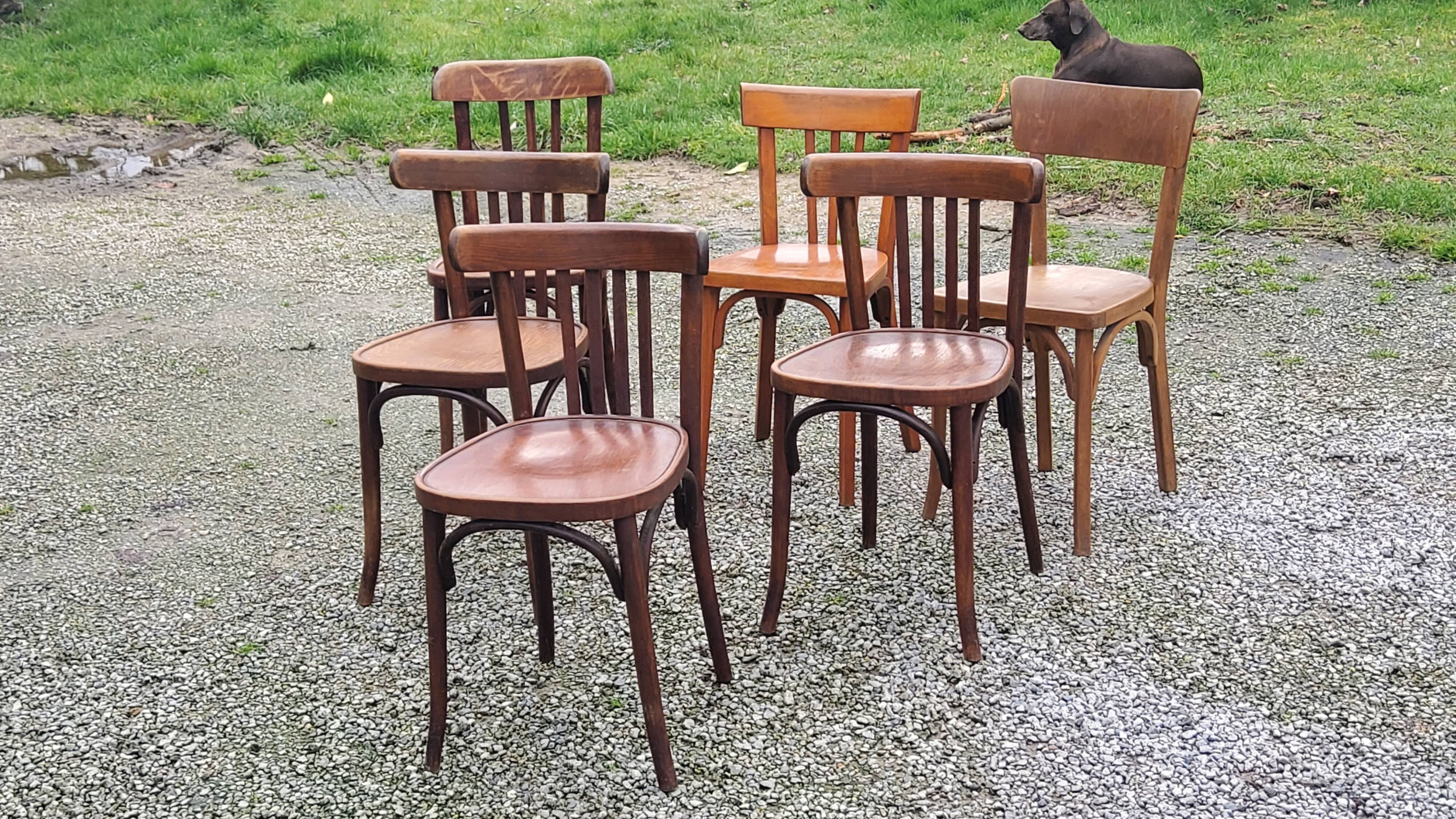 Set of 6 old bistro chairs Baumann and others