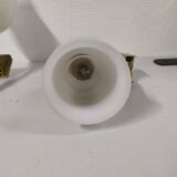 Pair of brass and white opaline wall sconces