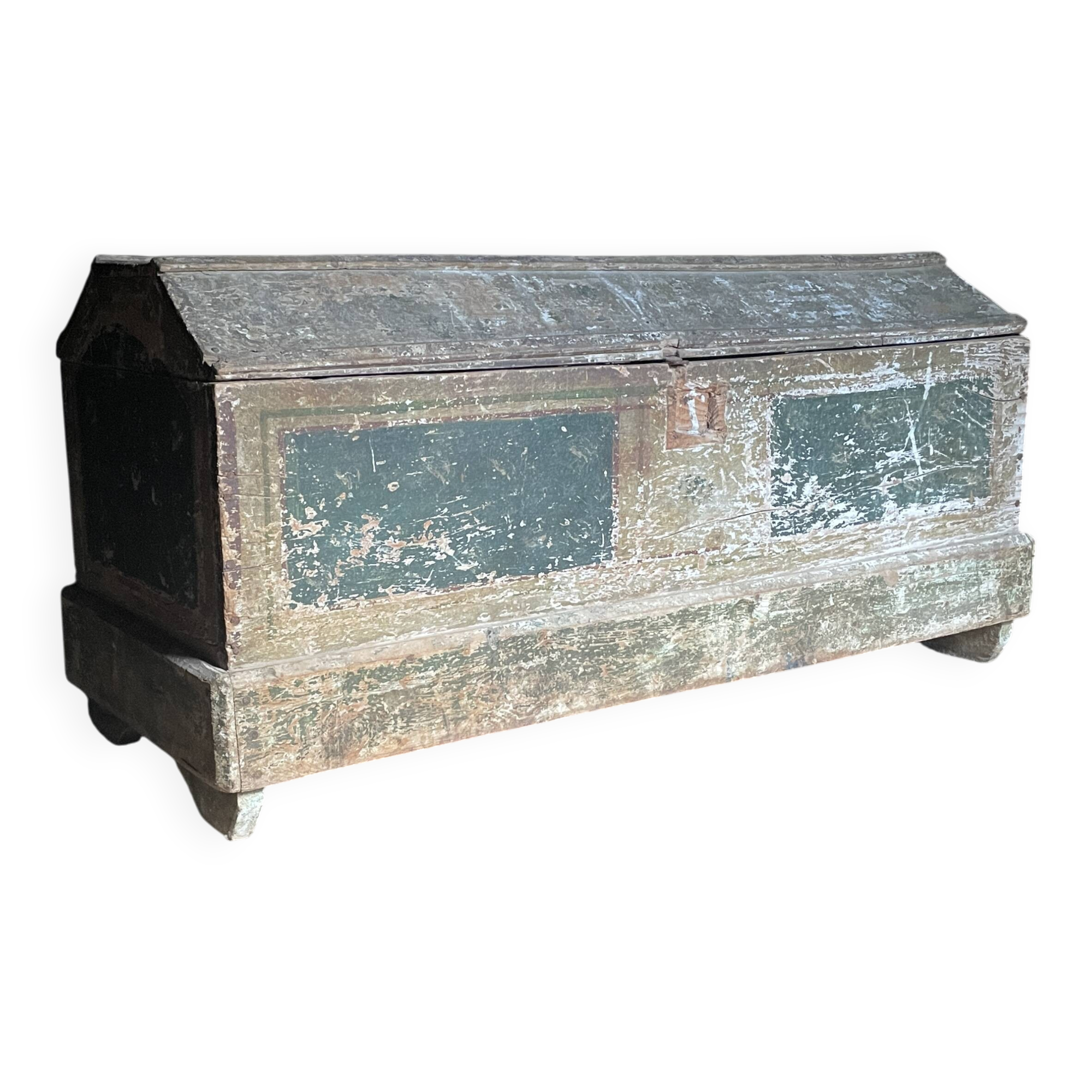 Large Antique 19th Century Continental Painted Pine Blanket Chest | Antique