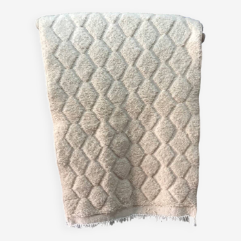 Tapis Berbère Beni Ouarain Blanc - 100% laine - 150x130cm