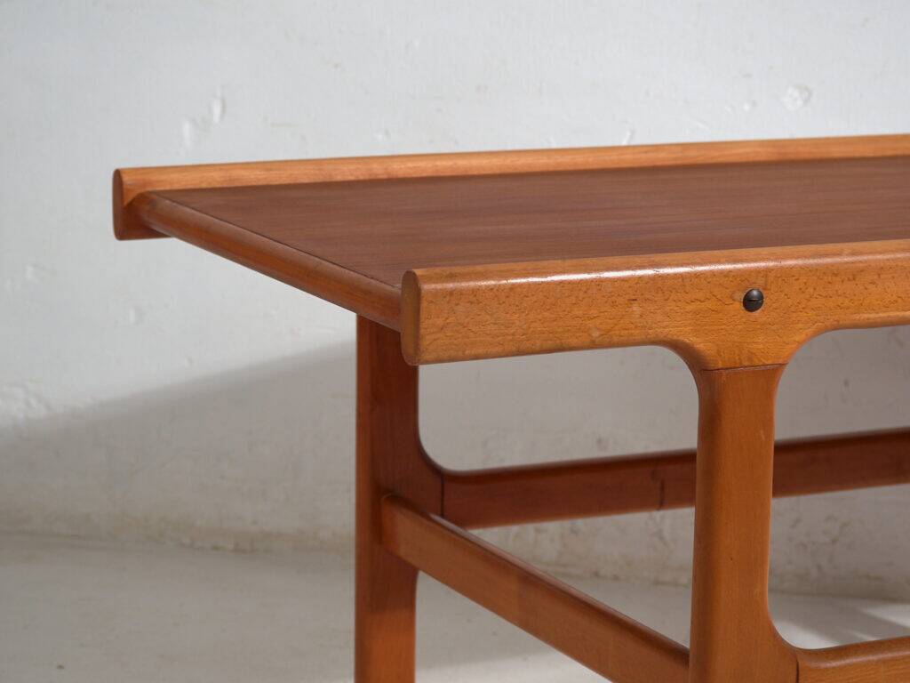 Table basse vintage en teck et hêtre style scandinave – Scandinavie, vers 1960