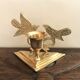 Bougeoir laiton doré décor oiseaux