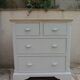 English commode of beautiful craftsmanship enhanced in pearl grey.