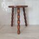 Turned wooden stool / tripod with round seat