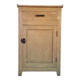 Vintage French Kitchen Work Cabinet - Rustic Painted Pine with Drawer and Cupboard (112 x 70 x 82 cm)