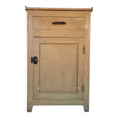 Vintage French Kitchen Work Cabinet - Rustic Painted Pine with Drawer and Cupboard (112 x 70 x 82 cm)