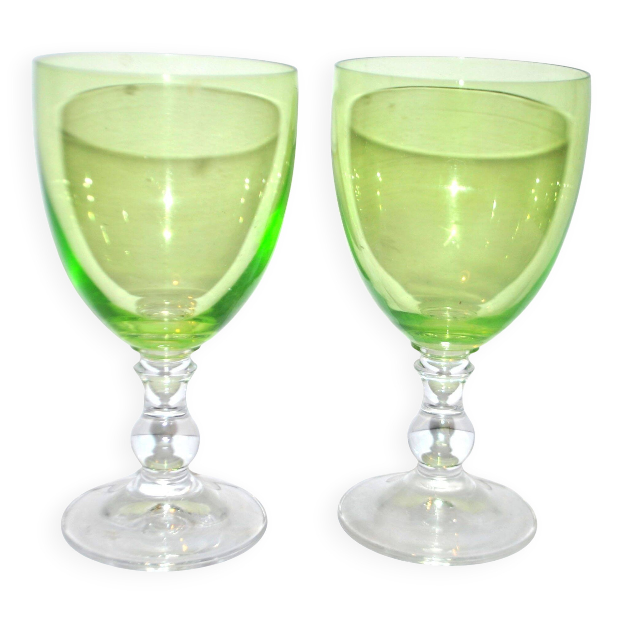 Set of 2 Roemer Chartreuse wine glasses in chartreuse green glass, 14.5 cm