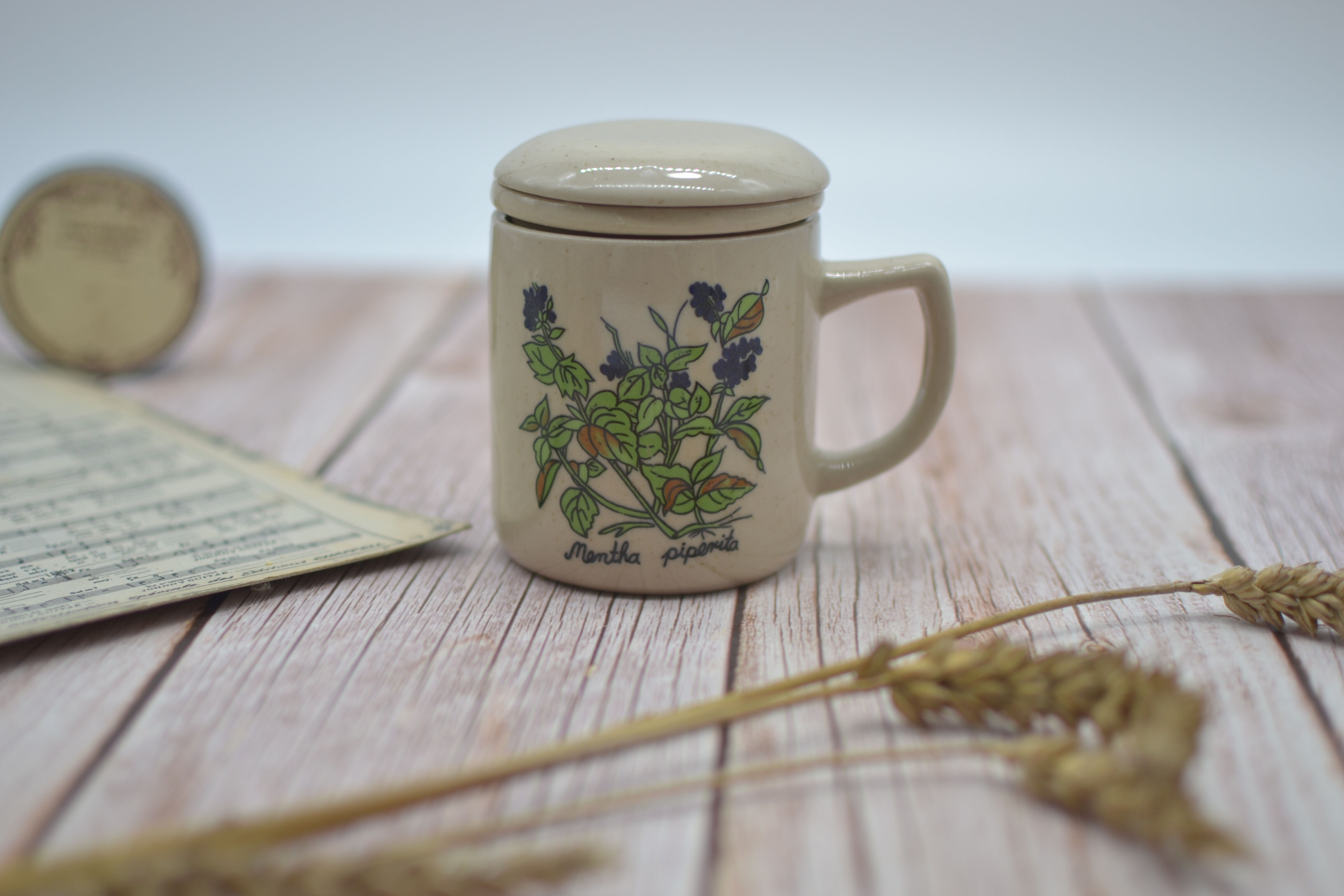 Old herbal tea in glazed stoneware Mentha piperita