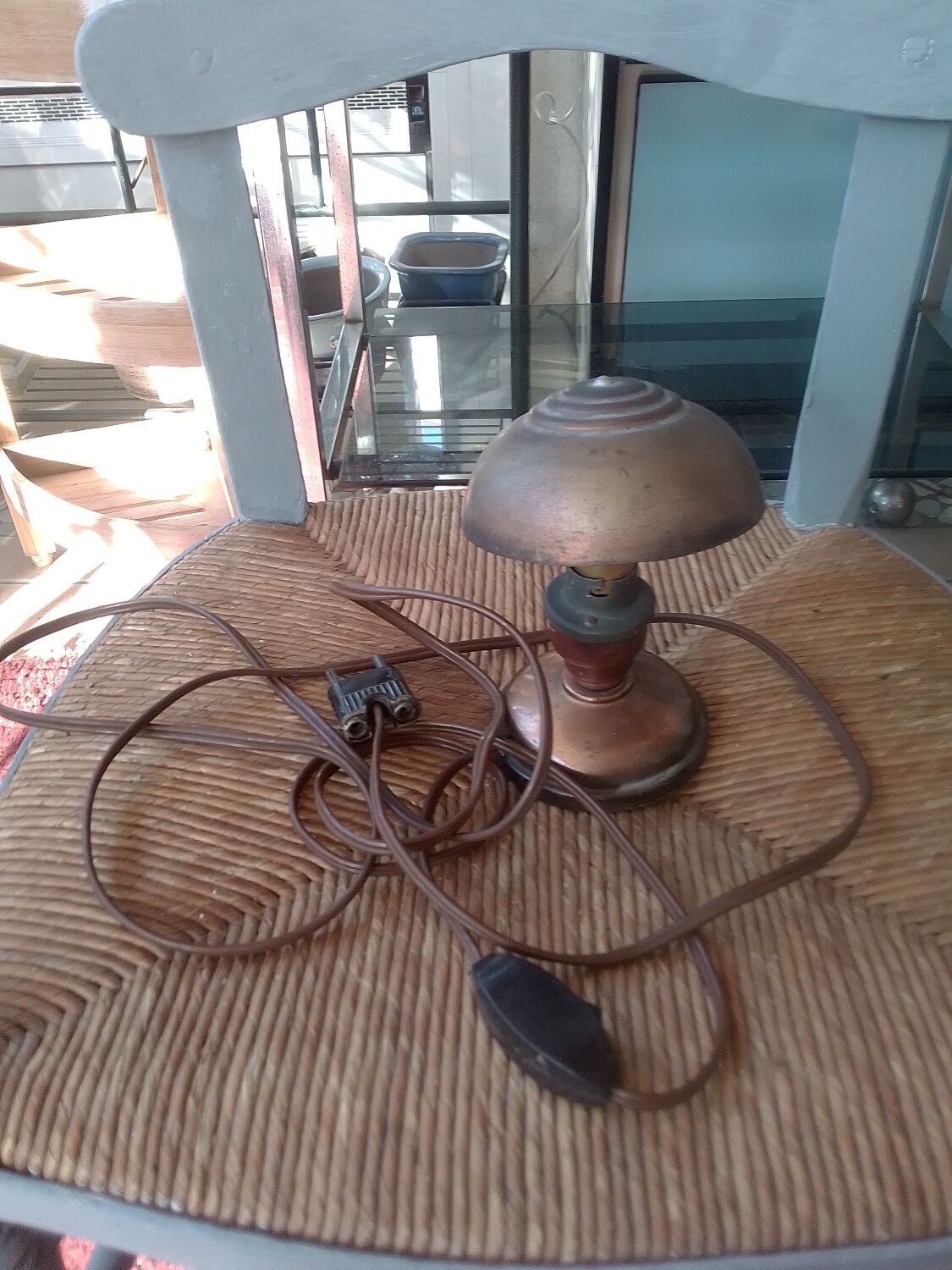 Bedside lamp copper and wood