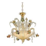 Luxury 21st Century Italian Murano Glass Flower Chandelier – Gold & Clear