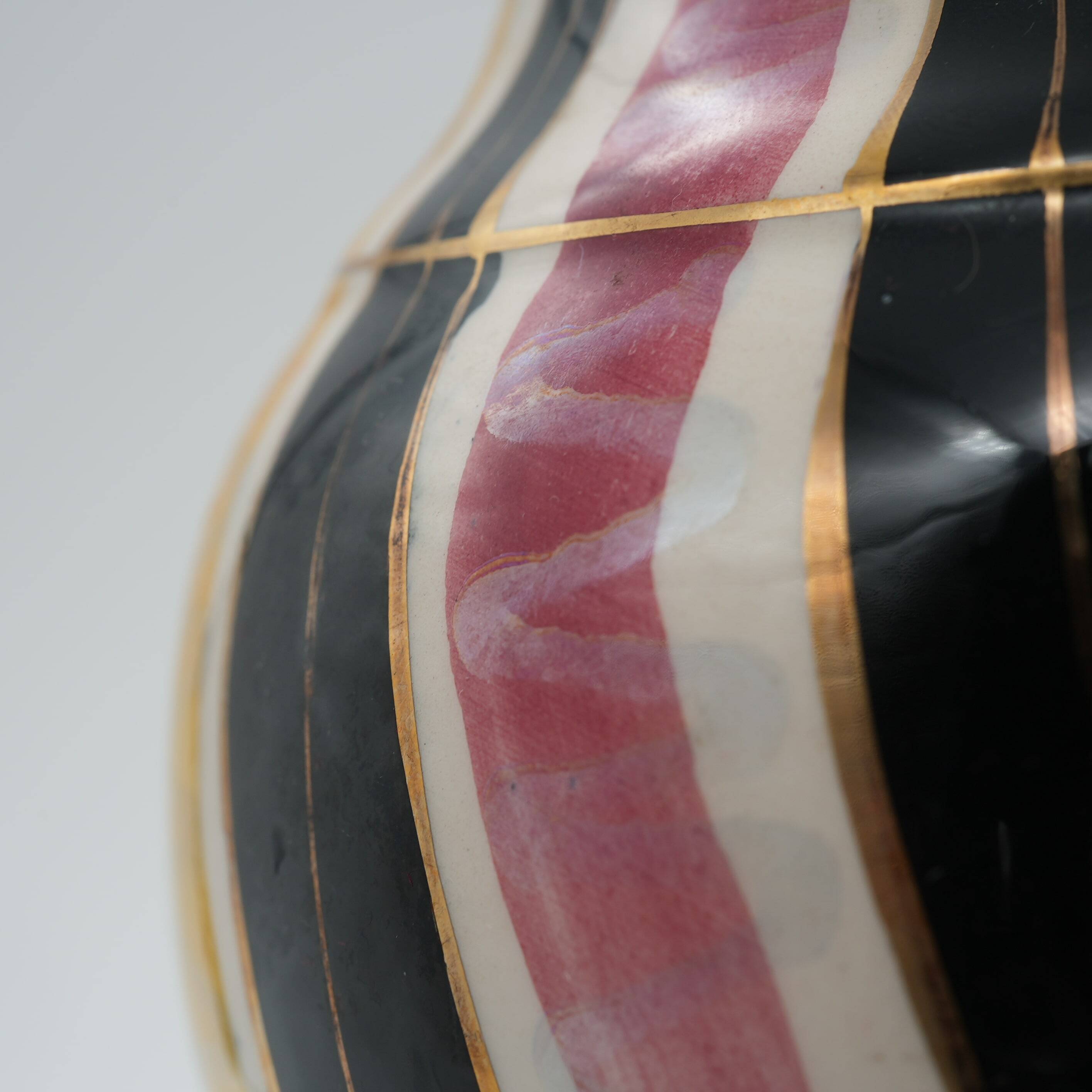 Vase H. Bequet Quaregnon Belgium hand painted ceramic mid century.