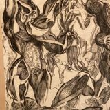 Abstract drawing laminated on mica.