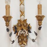 Polychrome beech wood sconces. Spain 1900