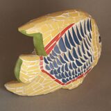 Fish figurine made in trencadis style mosaic. Fish sculpture.