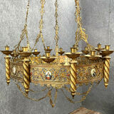 Gotique church chandelier in gilded bronze dating from the 19th century