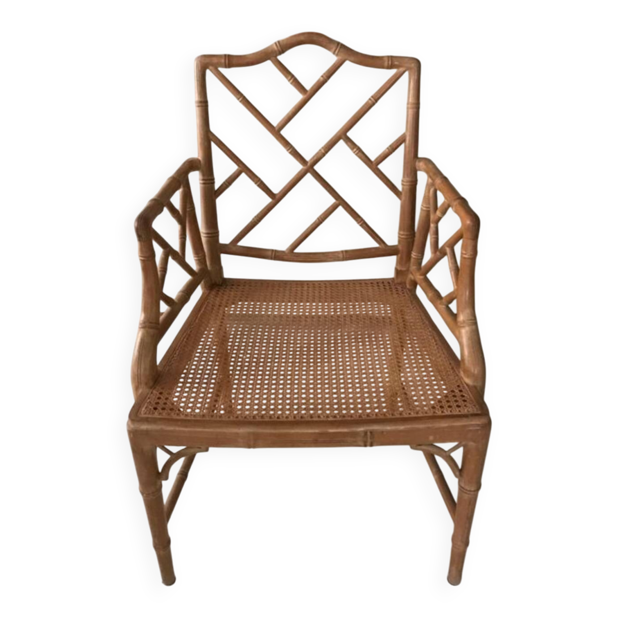 50s bamboo wood armchair
