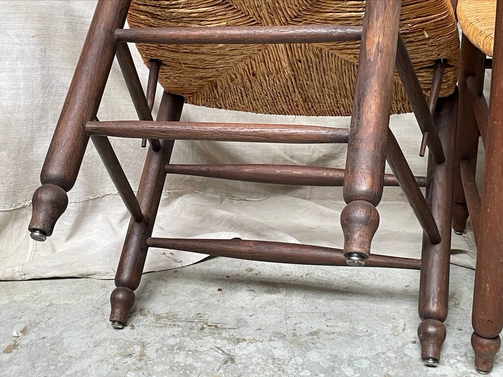 Pair of straw armchairs