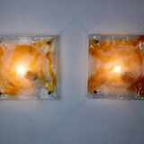 Pair of Murano Mazzega Orange wall lights, Italy, 1970