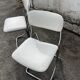 Pair of vintage chrome cantilever chairs, white leatherette – 1970s