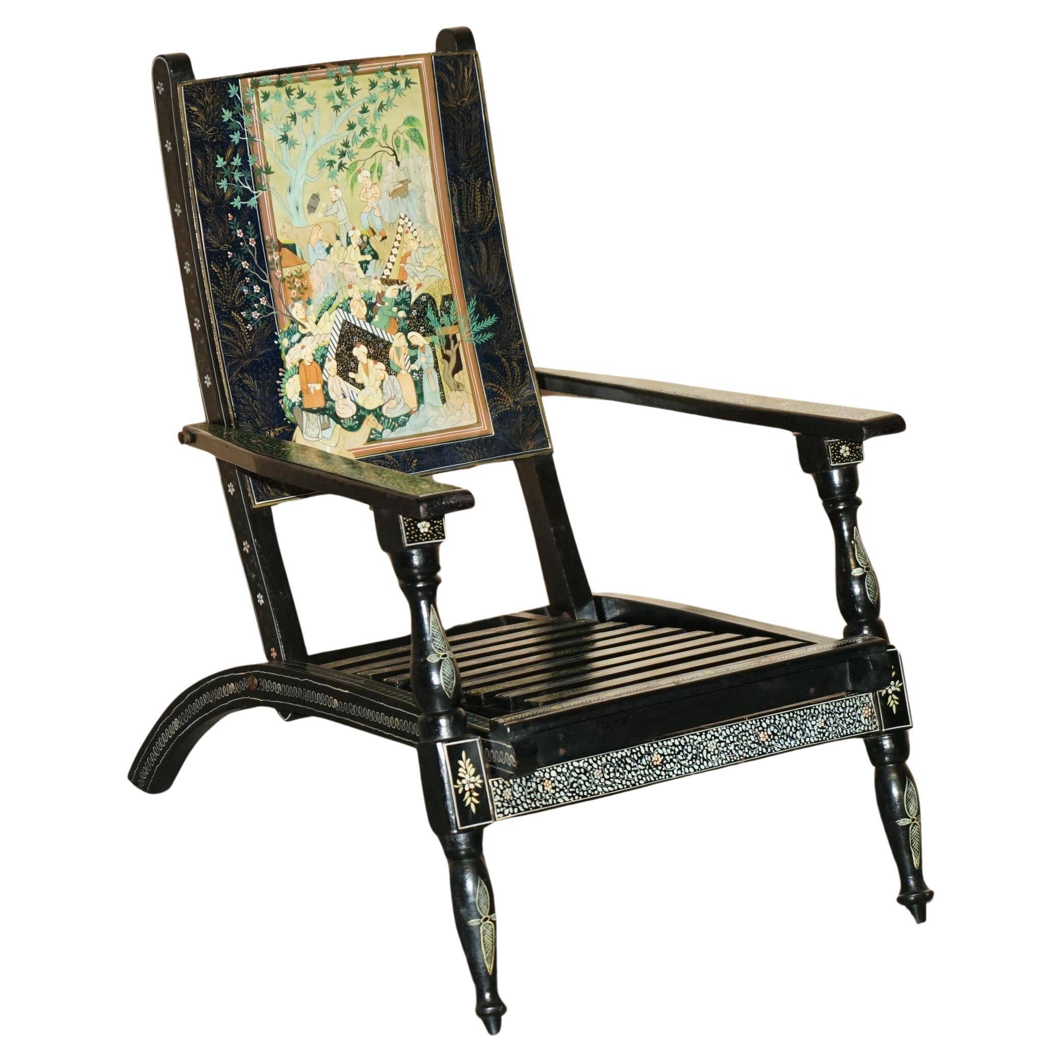 Vintage Anglo-Indian folding chair hand-painted.