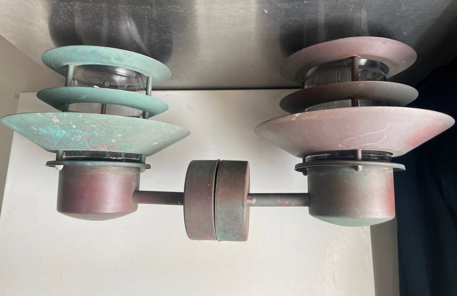 Pair of Classic Danish Vintage Outdoor Wall Lamps in  Copper