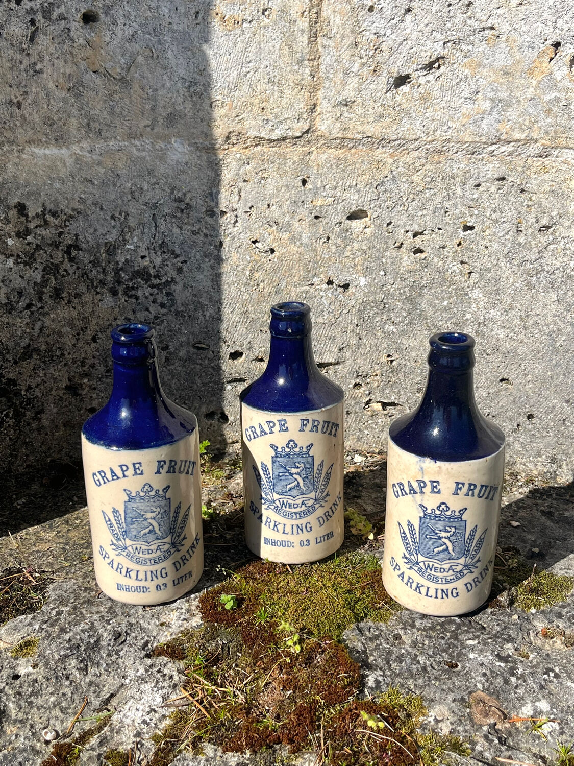 French stoneware grapefruit sparkling drink bottles