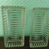 Serviteur ancien art déco 4 raviers en verre miroir et bois - Année 1950