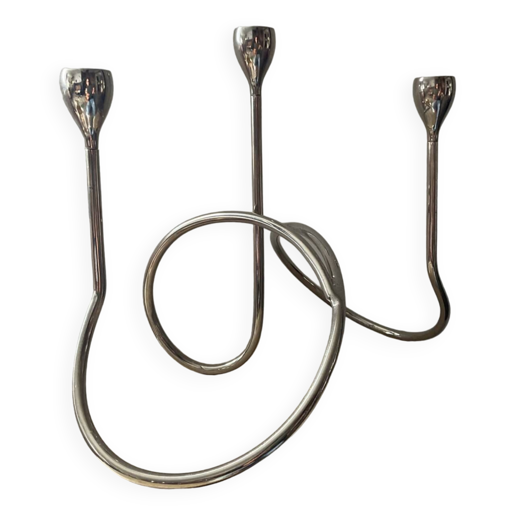 Black & Blum designer candle holder in silver metal