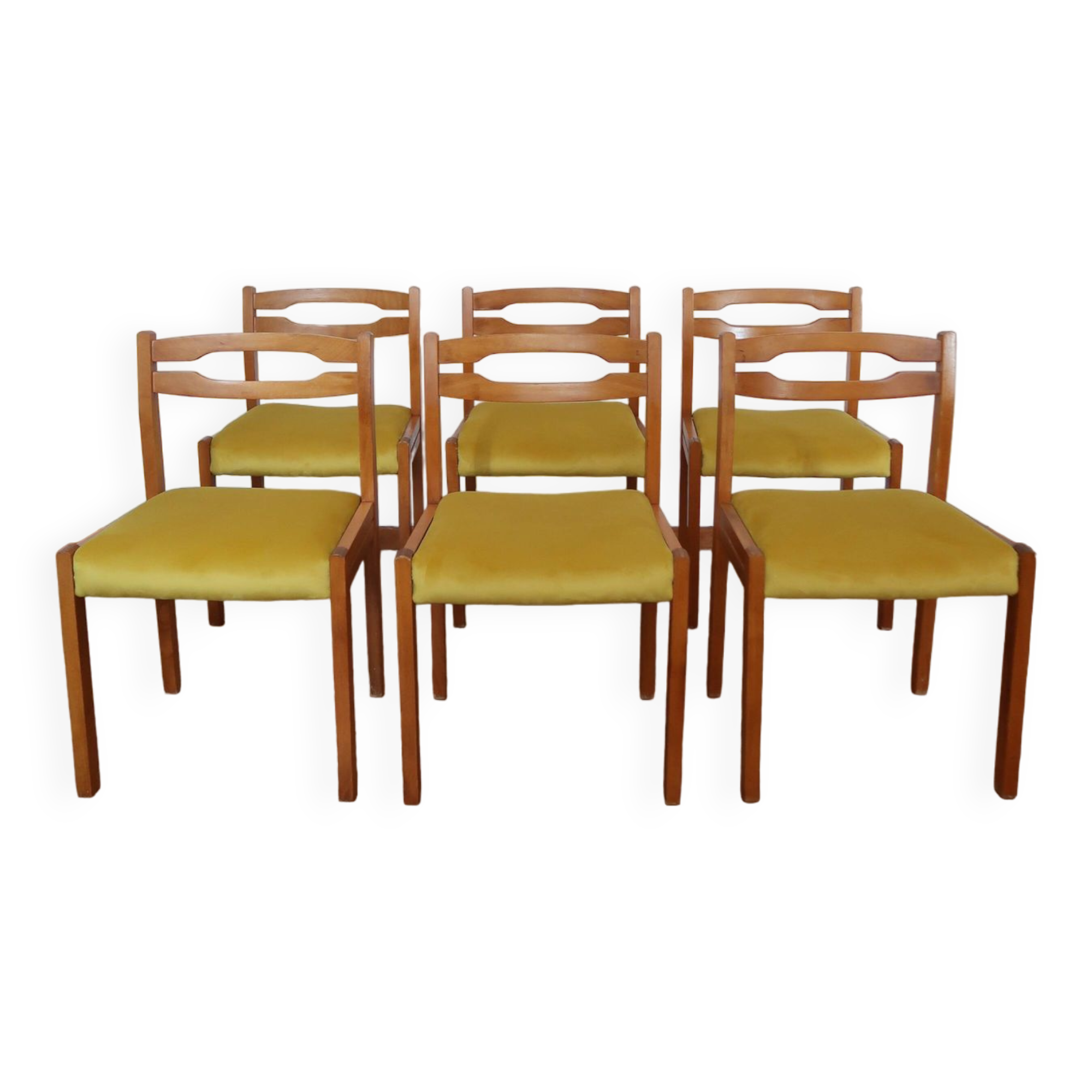 6 chaises velours jaune