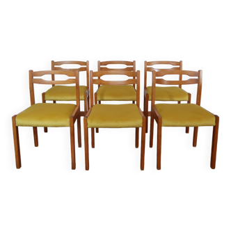 6 chaises velours jaune