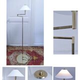 Articulated reading floor lamp in gold metal from the 90s