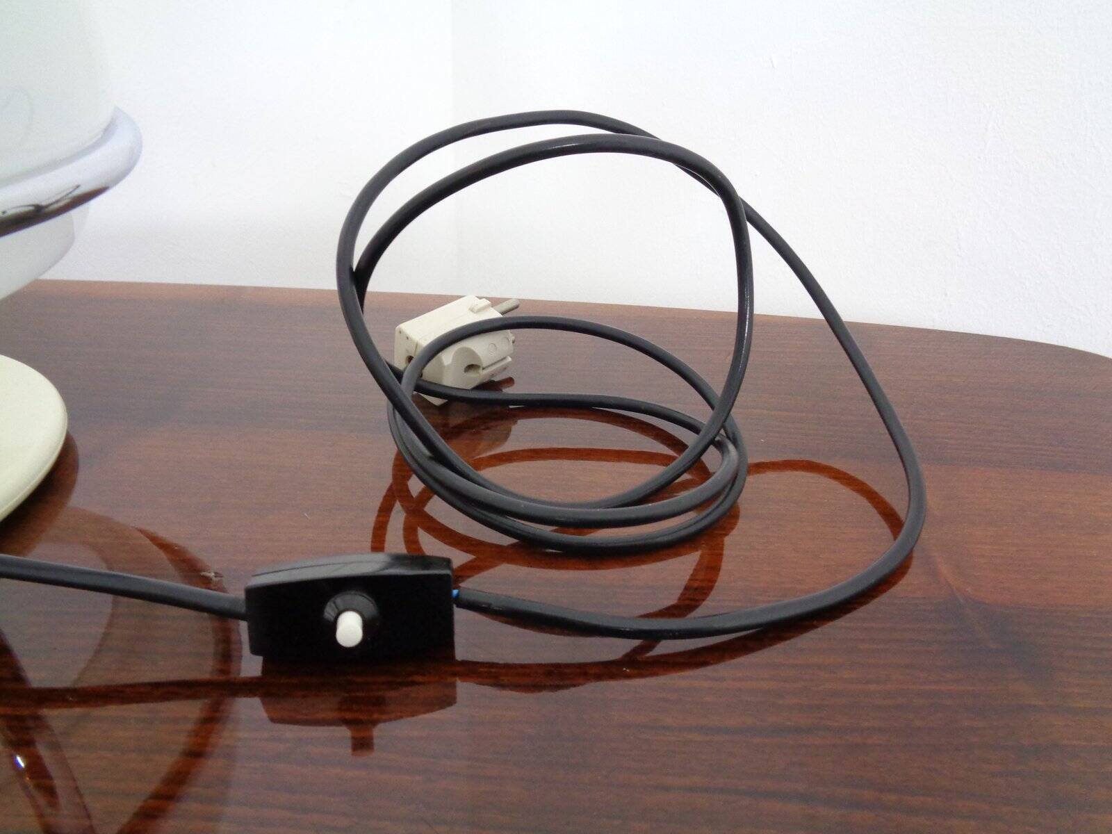 Italian Glass & Chromed Steel Table Lamp, 1960s