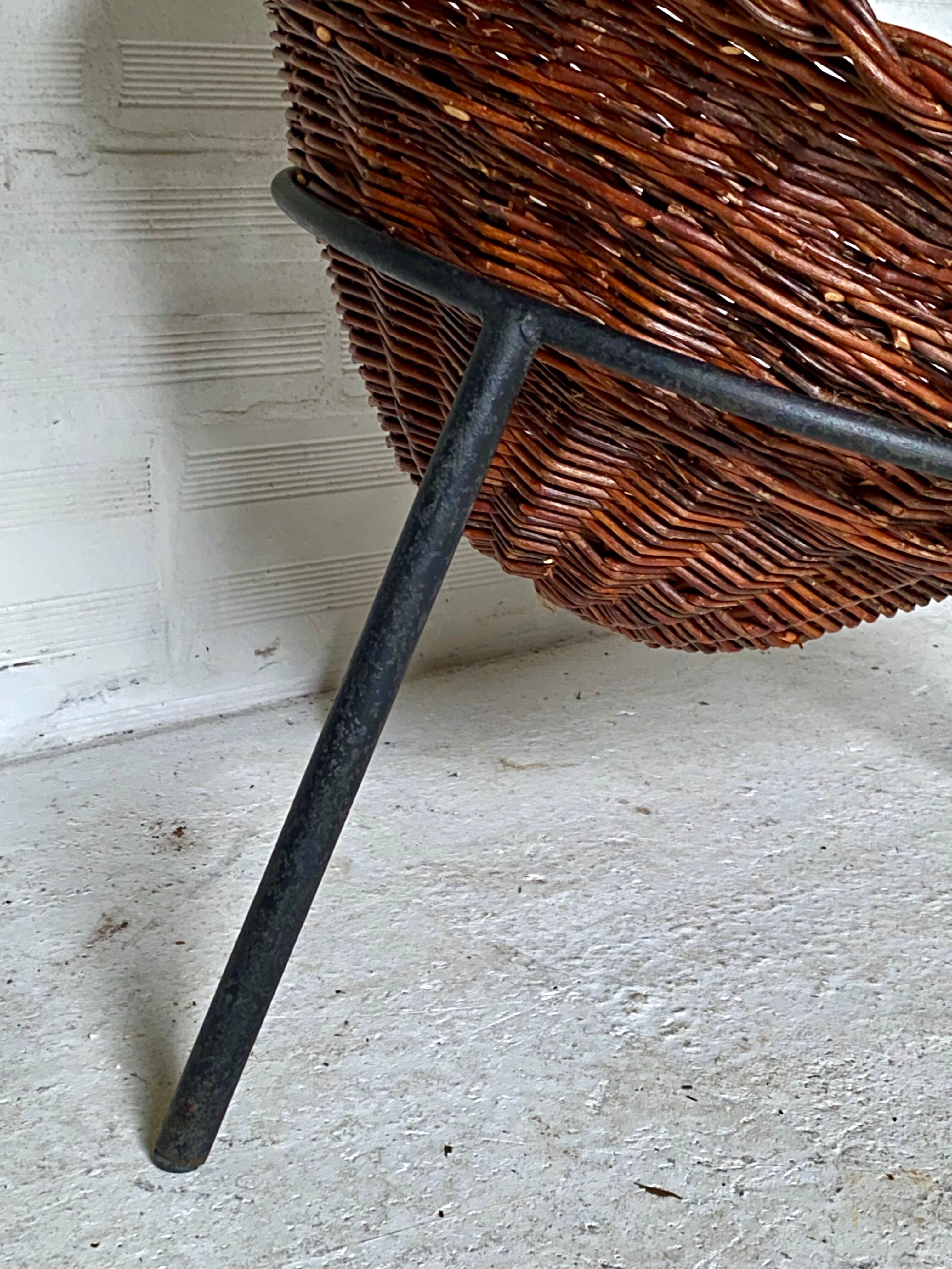 Pair of wicker basket armchairs