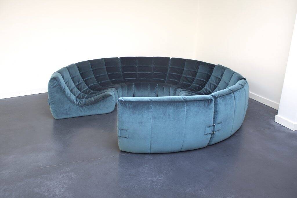 Rare and Exceptional 'Gilda' Circle Sofa in Velvet by Michel Ducaroy, 1972