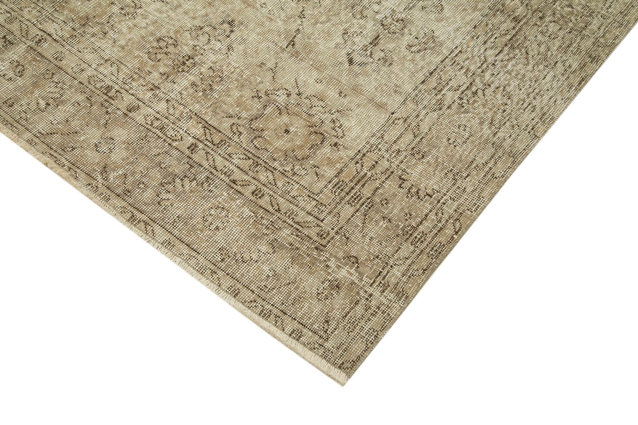 Handwoven antique anatolian beige carpet 200 cm x 284 cm