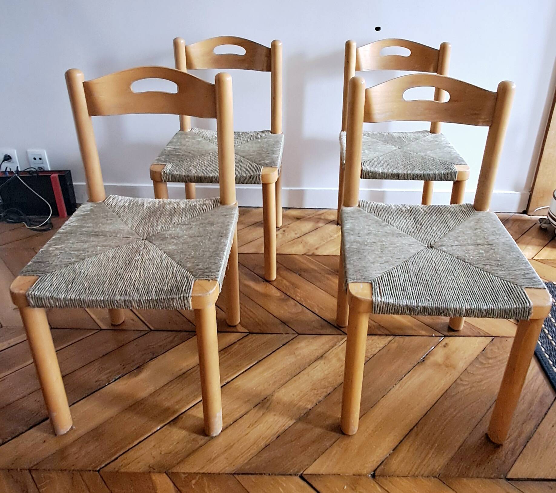 Four wicker chairs. 1960s