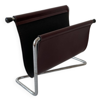 Vintage leather and metal mail holder