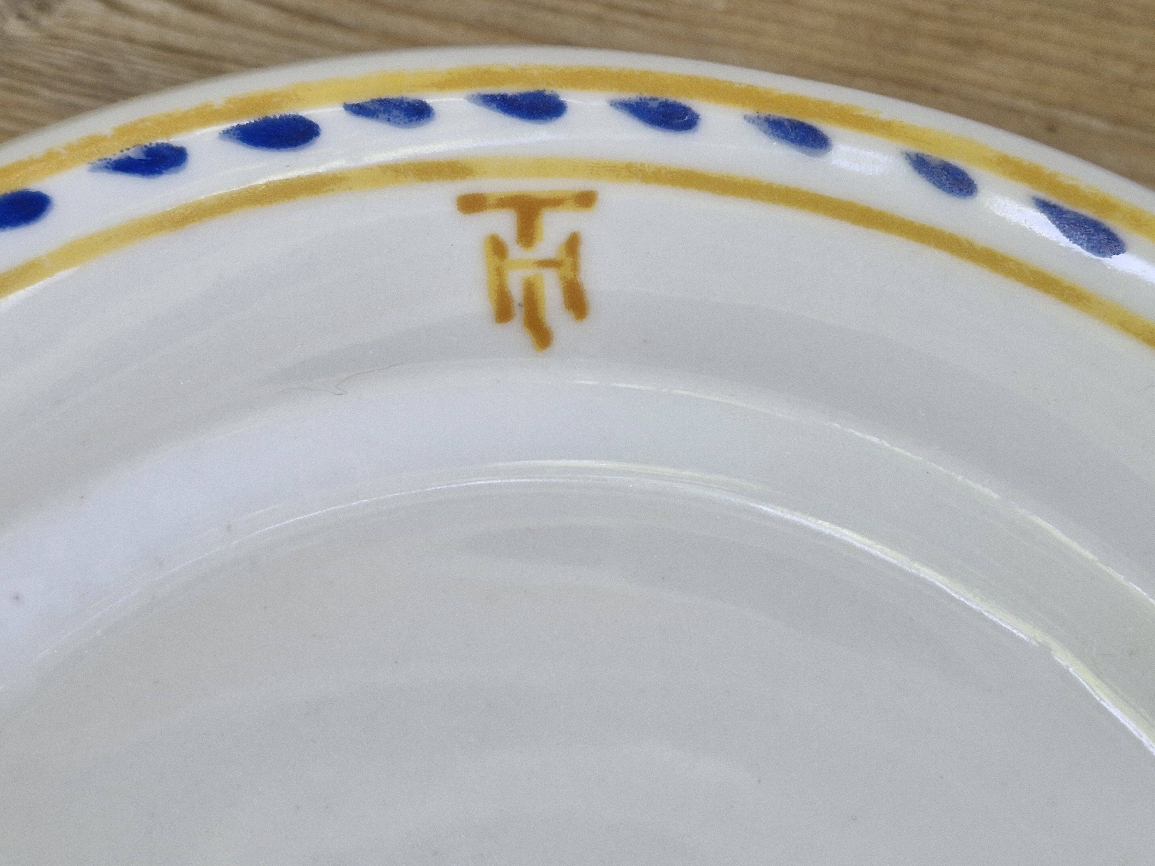 Rare 9 Antique Theodore Haviland Plates - Stamped & Monogrammed